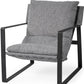 35" Gray and Black Fabric Wingback Chair
