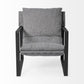 35" Gray and Black Fabric Wingback Chair