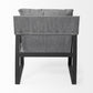 35" Gray and Black Fabric Wingback Chair