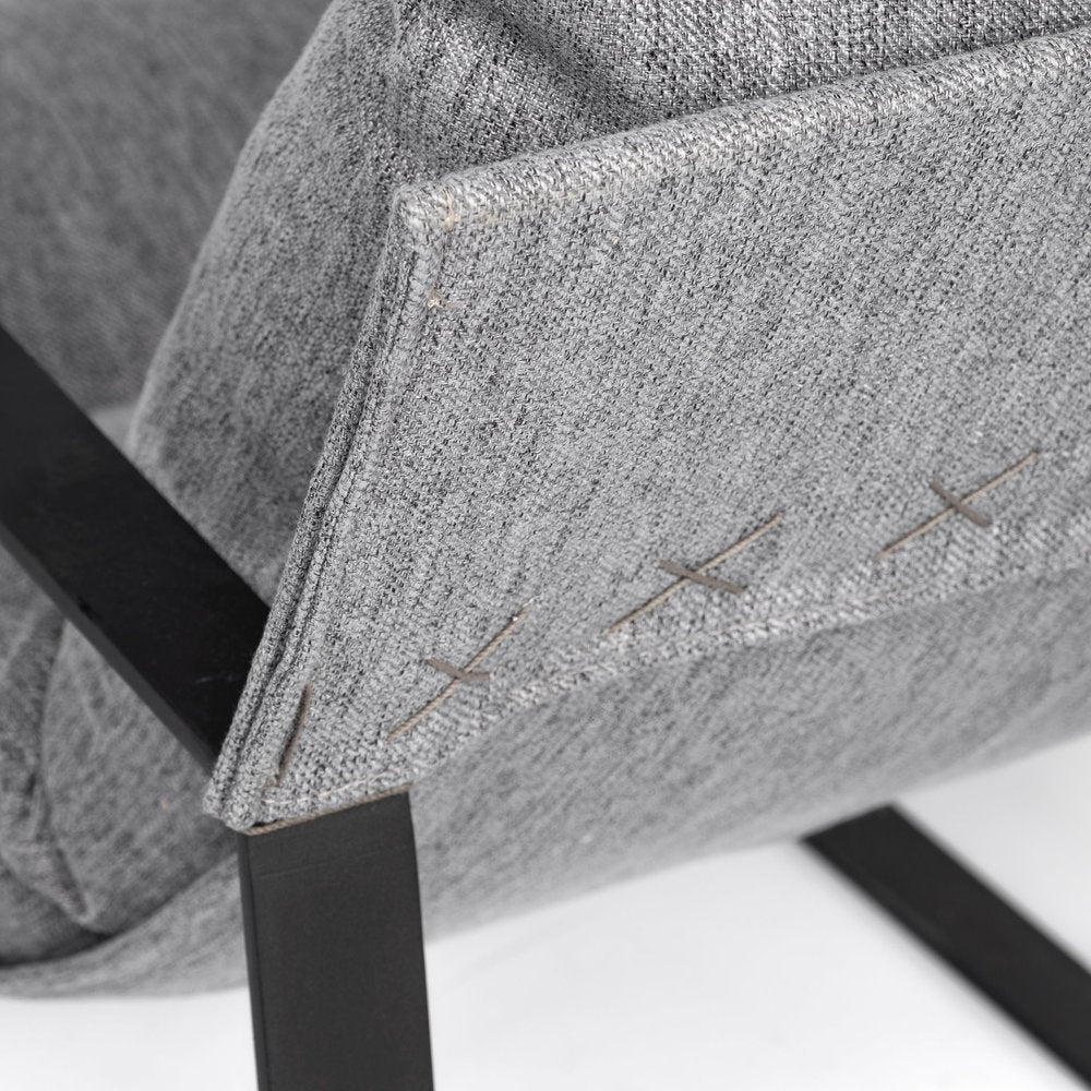 35" Gray and Black Fabric Wingback Chair