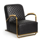 36" Black and Gold Leather Lounge Chair