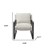 35" Gray and Black Fabric Wingback Chair