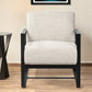 34" Cream and Black Fabric Lounge Chair