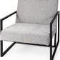 33" Gray and Black Fabric Wingback Chair