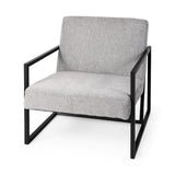 33" Gray and Black Fabric Wingback Chair