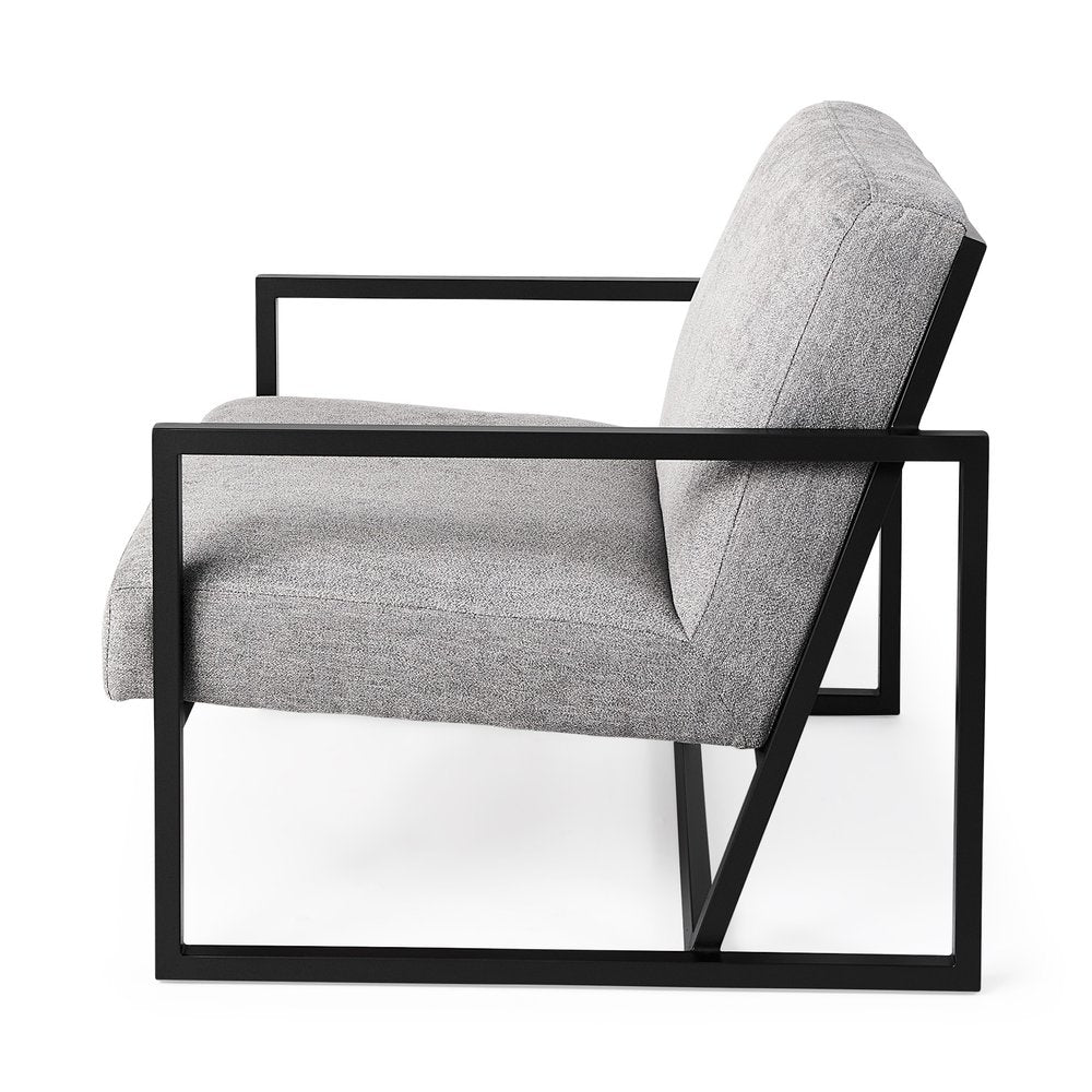 33" Gray and Black Fabric Wingback Chair