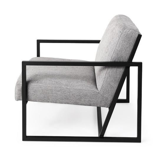 33" Gray and Black Fabric Wingback Chair