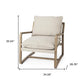 34" Beige And Wood Brown Fabric Lounge Chair