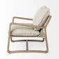 34" Cream and Black Fabric Lounge Chair