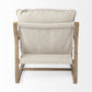 34" Cream and Black Fabric Lounge Chair