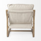 34" Beige And Wood Brown Fabric Lounge Chair