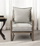 32" Ash Gray and Brown Fabric Arm Chair