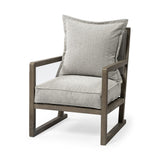 32" Ash Gray and Brown Fabric Arm Chair
