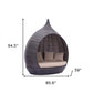 Teardrop Shaped Brown and Beige Daybed