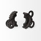 Set of Two Matte Black Industrial Cog Bookends