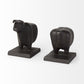 Set of Two 7" Black Fabric Bull Decorative Bookends