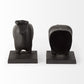 Set of Two 7" Black Fabric Bull Decorative Bookends