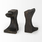 Set of Two 6" Black And Gold Polyresin Decorative Bookends