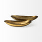 Set of Two Gold Hammered Metal Boat Shaped Decorative Bowls