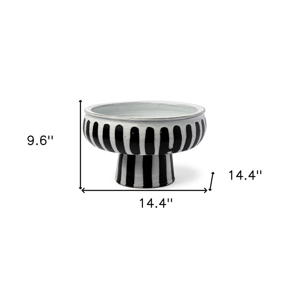 10" Black and White Ceramic Cylinder Table Vase