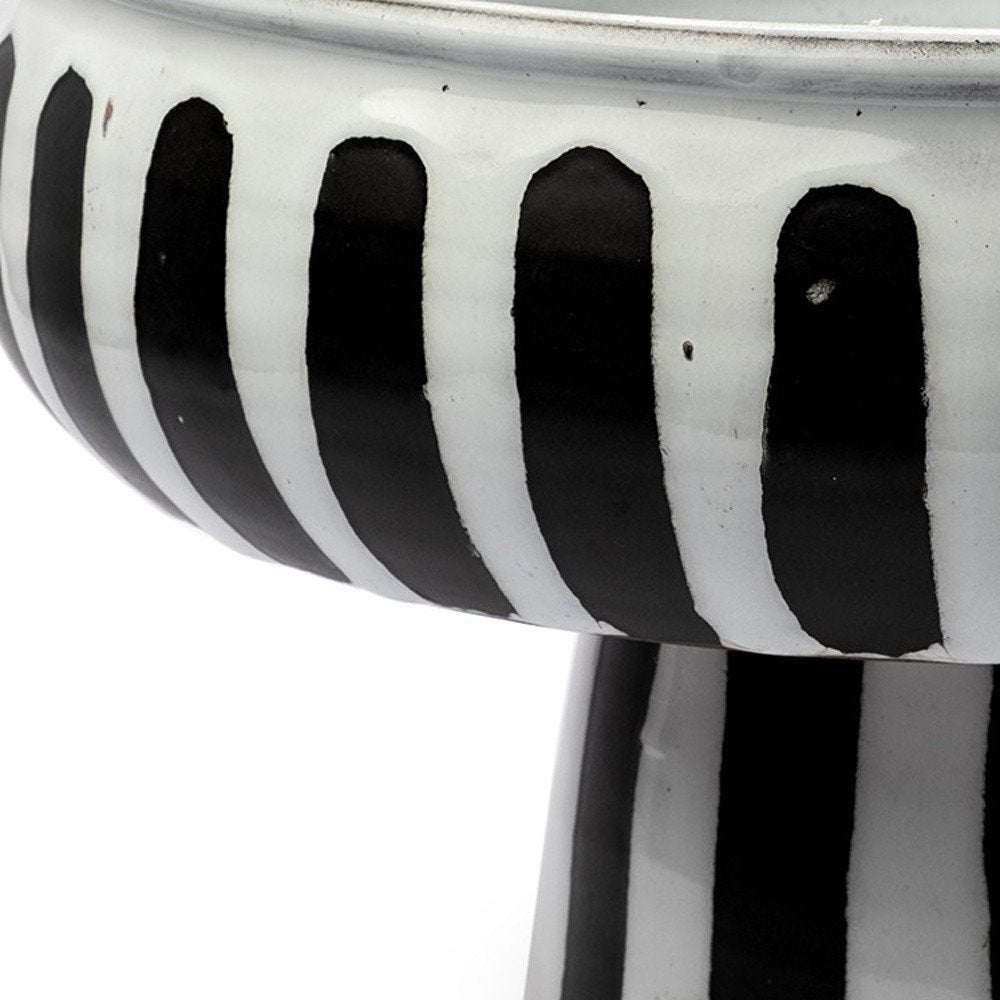 10" Black and White Ceramic Cylinder Table Vase