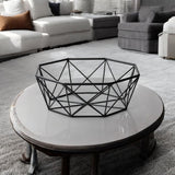 17" Black Metal Geometric Decorative Bowl