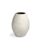 21" White Striped Ceramic Cylinder Floor Vase