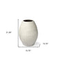 21" White Striped Ceramic Cylinder Floor Vase
