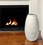 29" White Cylinder Ceramic Floor Vase
