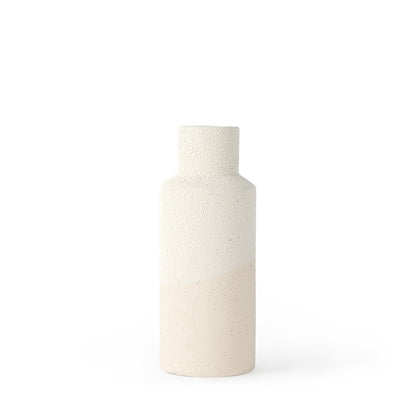 11" Cream And Off White Color Block Cylinder Ceramic Table Vase