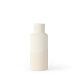 11" Beige And White Color Block Ceramic Cylinder Table Vase