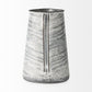 11" Gray and White Abstract Metal Jug Vase