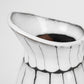 13" Black And White Ceramic Cylinder Jug Vase With Sculptural Details