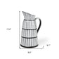 13" Black And White Ceramic Cylinder Jug Vase With Sculptural Details