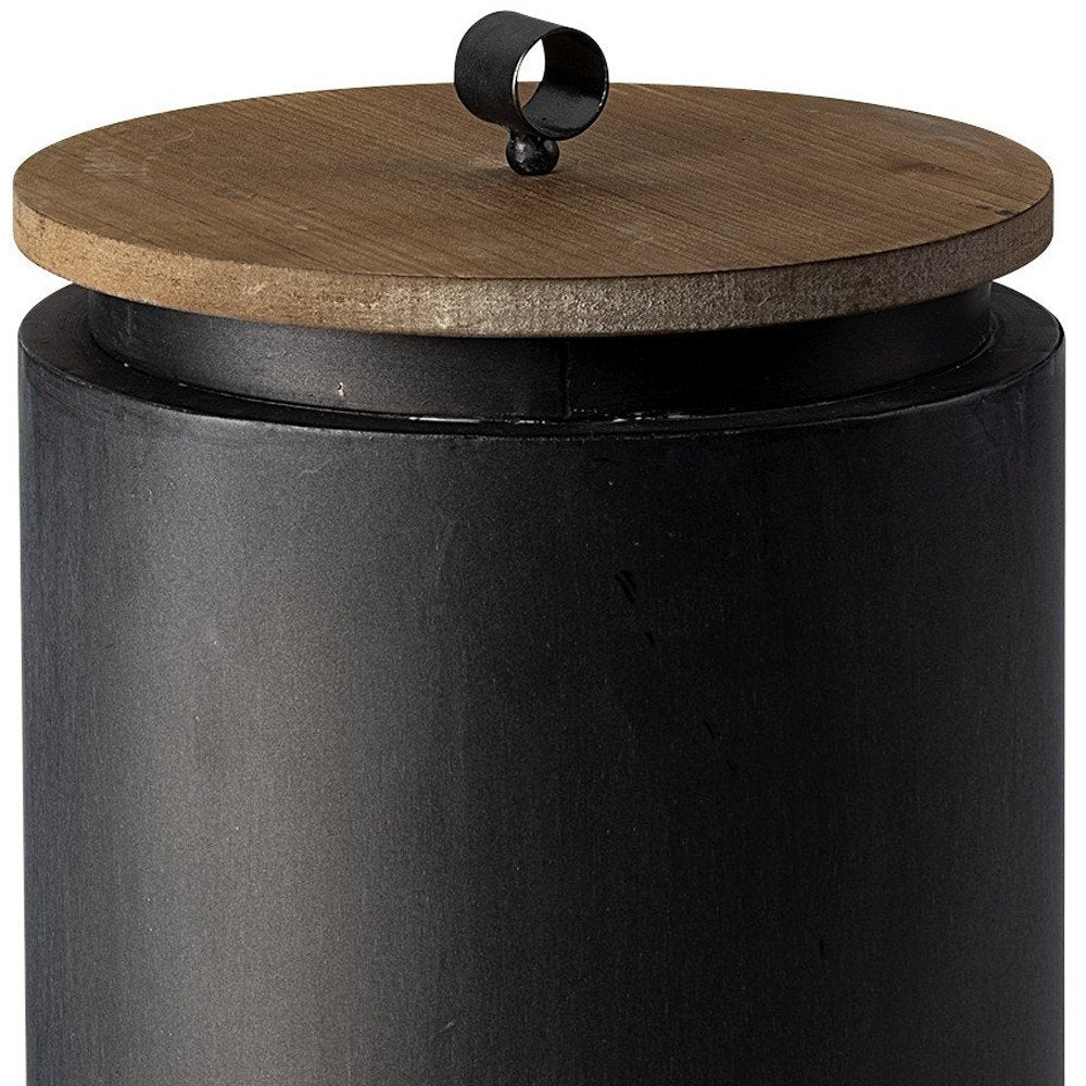 Set of Two Dark Gray Metal Decorative Canister
