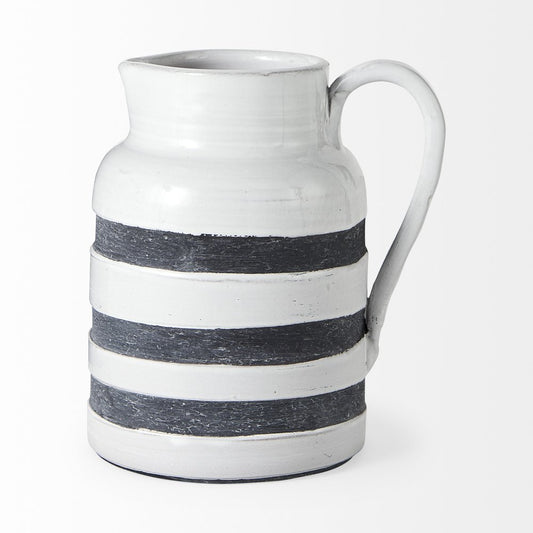 9" Blue And White Cylinder Ceramic Urns Jars
