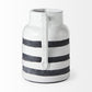 9" Blue And White Cylinder Ceramic Urns Jars
