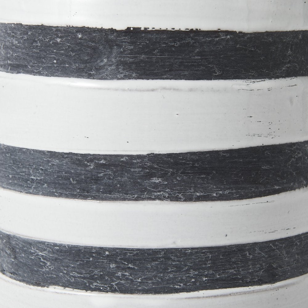 9" Blue And White Cylinder Ceramic Urns Jars