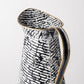 14" Black And White Abstract Cylinder Metal Jug Vase
