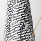 14" Black And White Abstract Cylinder Metal Jug Vase