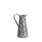 14" Black And White Abstract Cylinder Metal Jug Vase