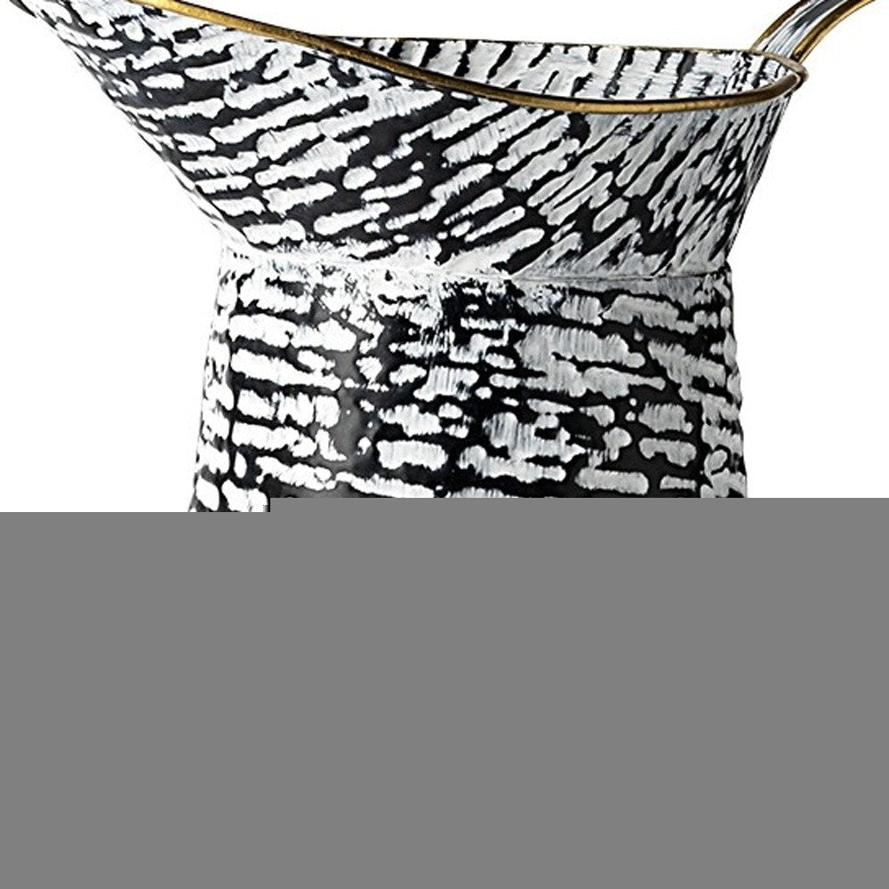 20" Black And White Cylinder Metal Urns Jars