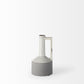 9" Gray And White Cylinder Ceramic Urns Jars