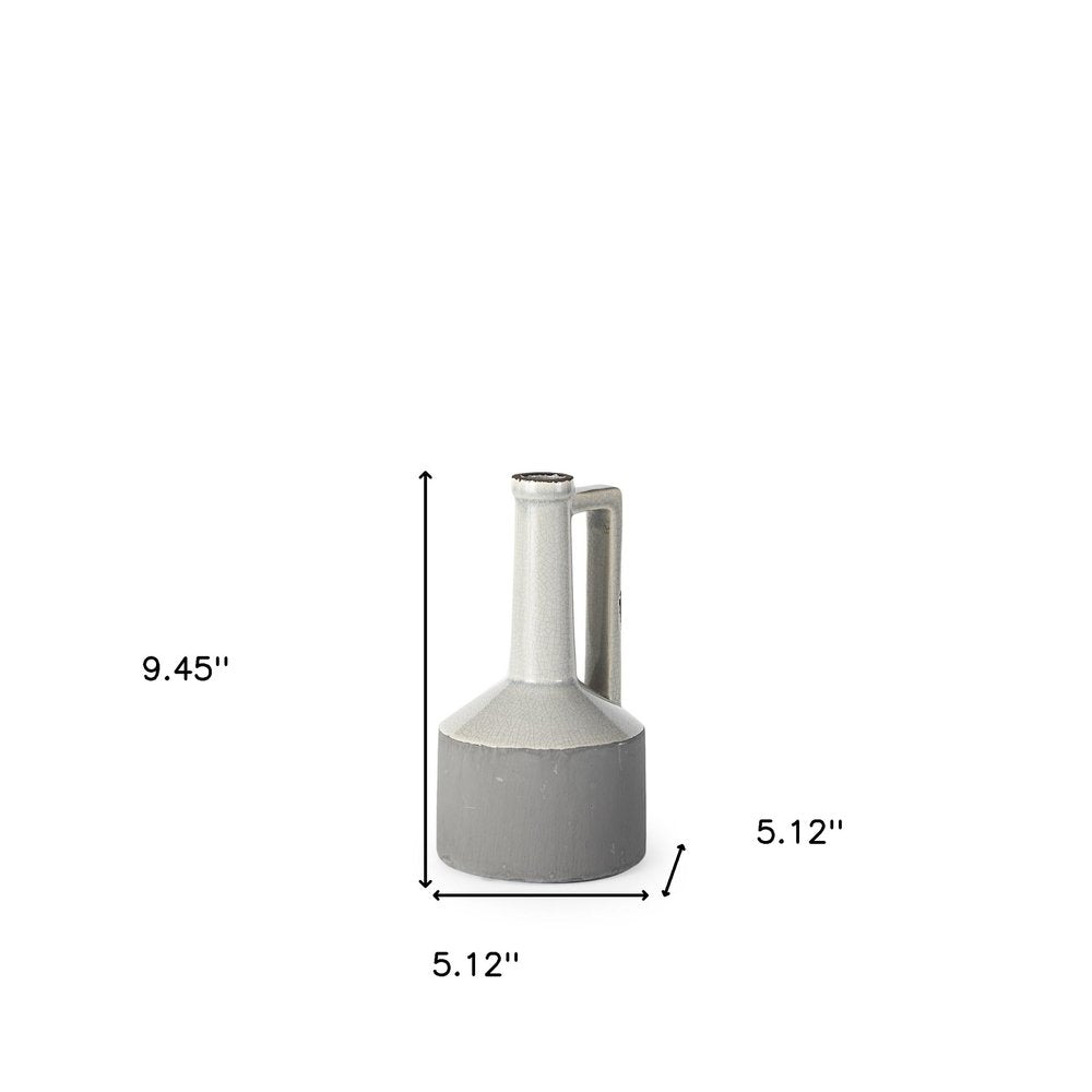 9" Gray And White Cylinder Ceramic Urns Jars