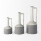 13" Gray And White Cylinder Ceramic Urns Jars