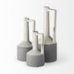 13" Gray And White Cylinder Ceramic Urns Jars