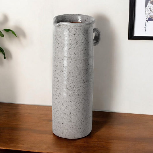 12" Gray Cylinder Ceramic Urns Jars
