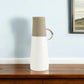 17" White and Natural Ceramic Decorative Jug Tabletop Sculpture