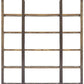 Brown Iron and Solid Wood Six Tier Bookcase