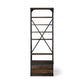 Black Iron and Solid Wood Five Tier Bookcase with Two Drawers